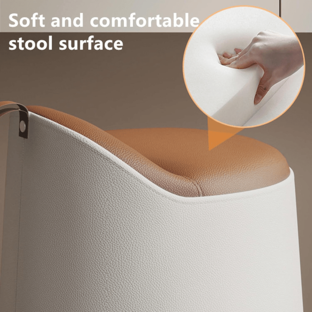 Multipurpose Leather Ottoman Round Accent Stool