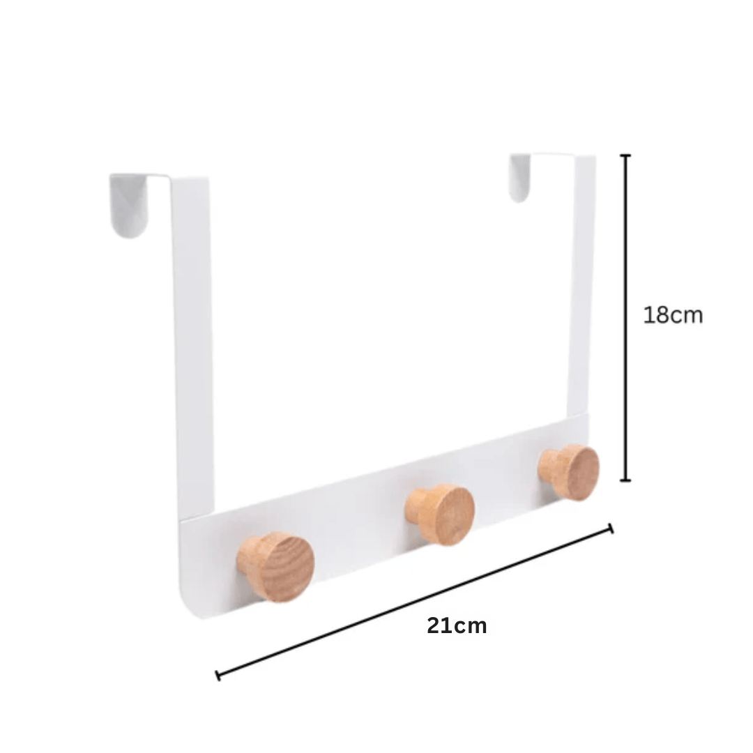 Over-the-Door Metal Hanger Rack with Bamboo Hooks