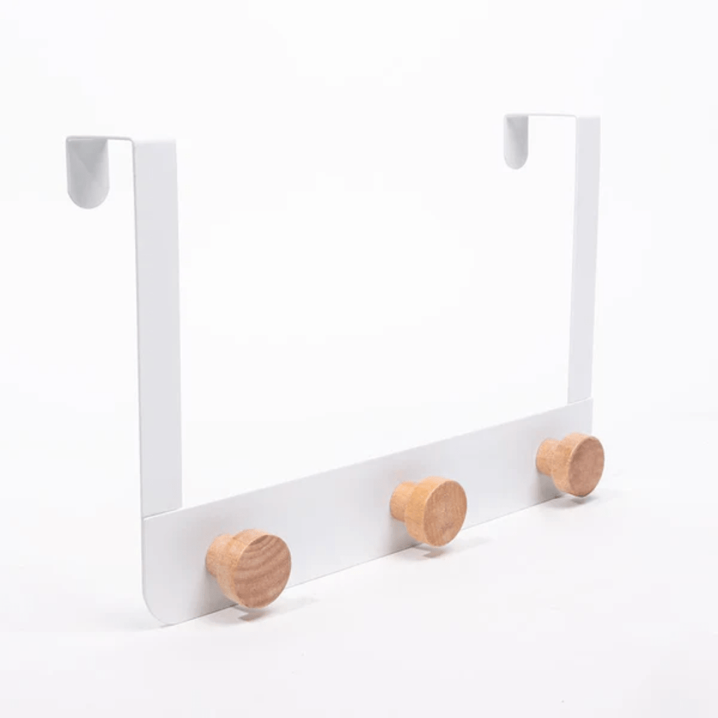 Over-the-Door Metal Hanger Rack with Bamboo Hooks
