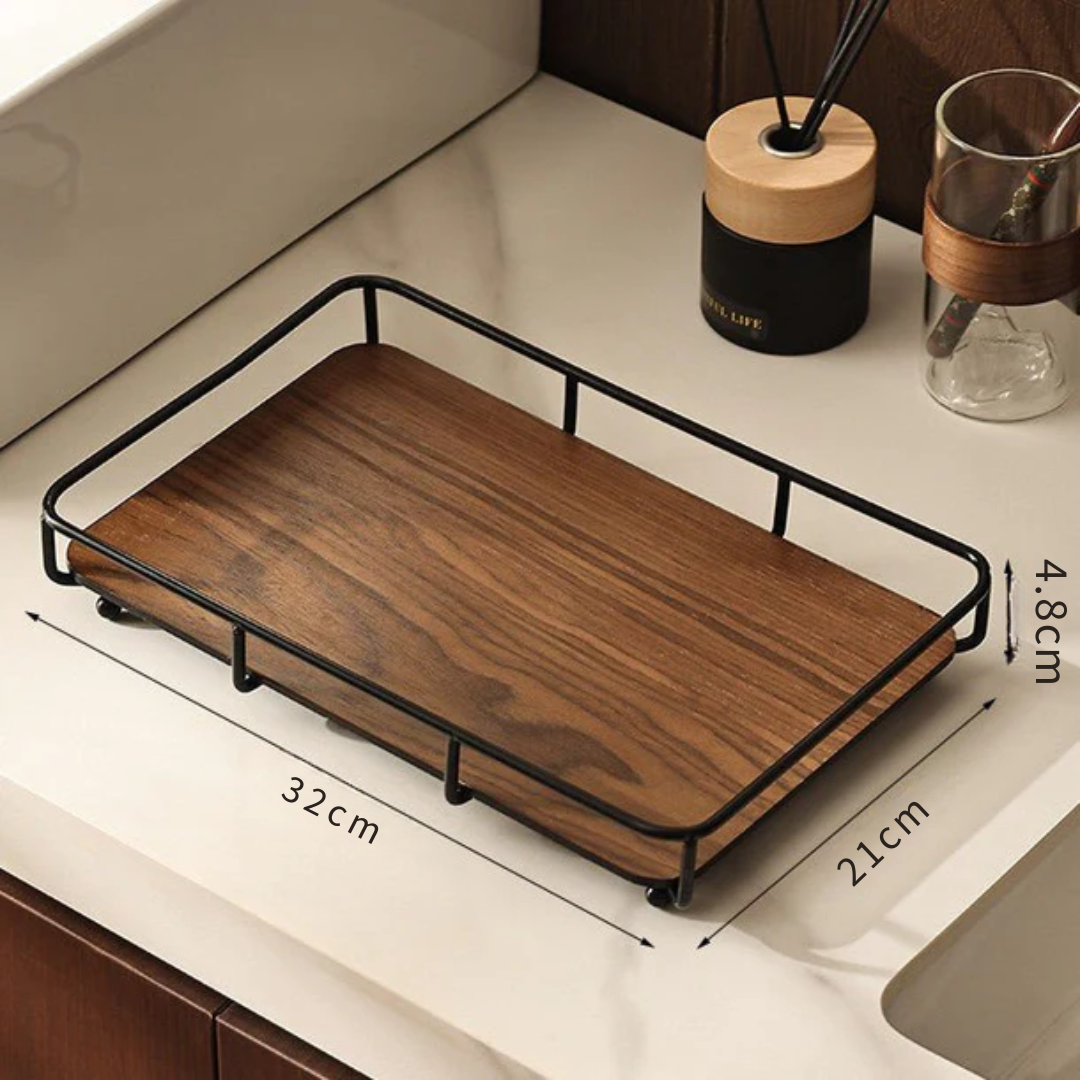 Stainless Steel Wooden Framed Organizer Tray