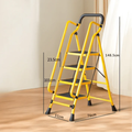 Multi-Step Carbon Steel Folding Ladder with Handrail