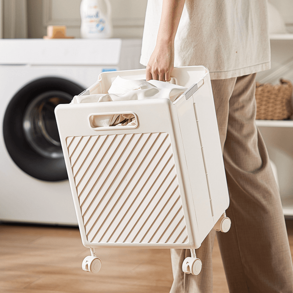 Multifunctional Plastic Foldable Large-Capacity Storage Basket with Wheels (33cm)