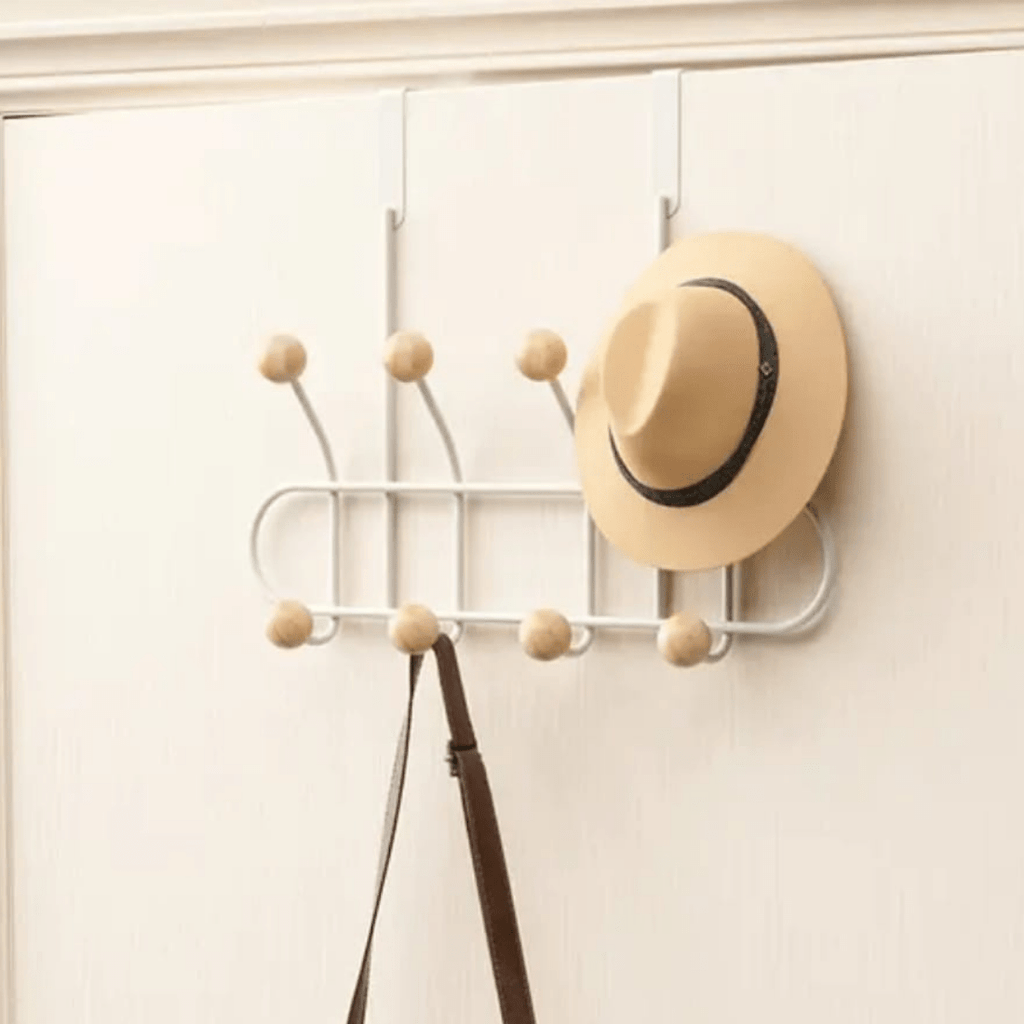 Dual-Layer Over-the-Door Rack with 8 Hooks