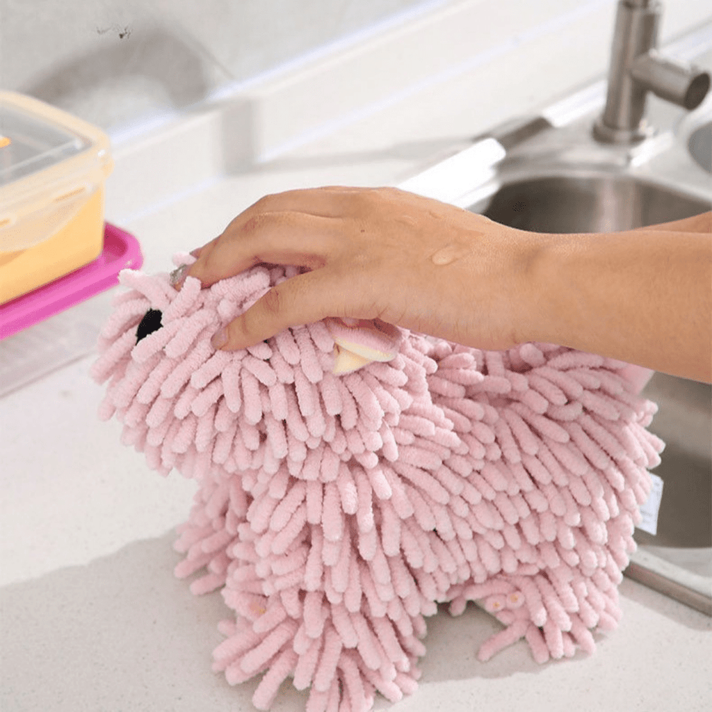 Soft Puppy-Themed Chenille Hand Towel