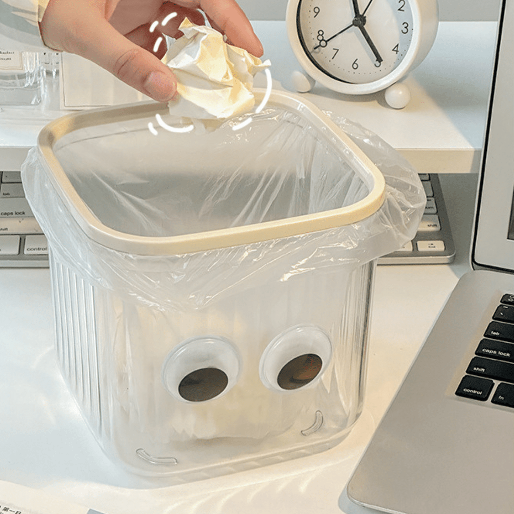 Cute Transparent Lid Trash Box