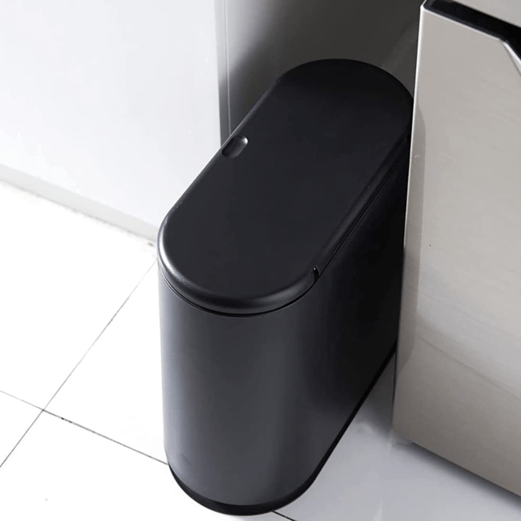 Push-Type Slim Plastic Trash Can with Press Lid (10L)