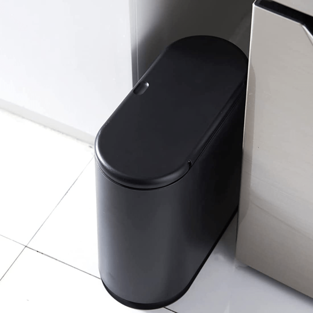 Push-Type Slim Plastic Trash Can with Press Lid (10L)