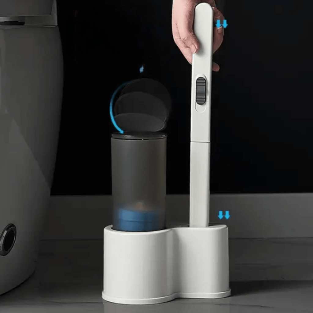 Multi-Functional Toilet Brush Set with 6 Refill Heads and Storage Holder