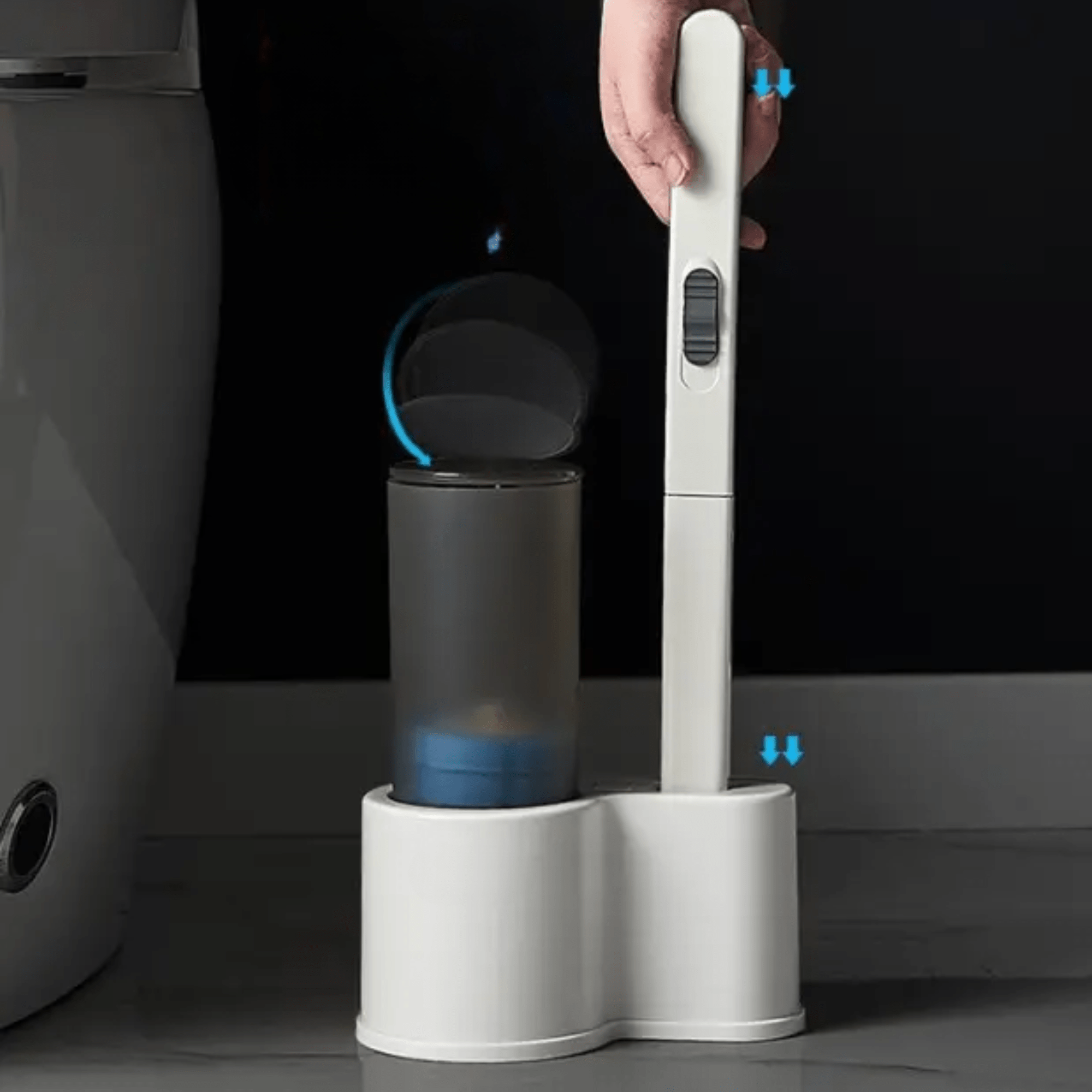 Multi-Functional Toilet Brush Set with 6 Refill Heads and Storage Holder