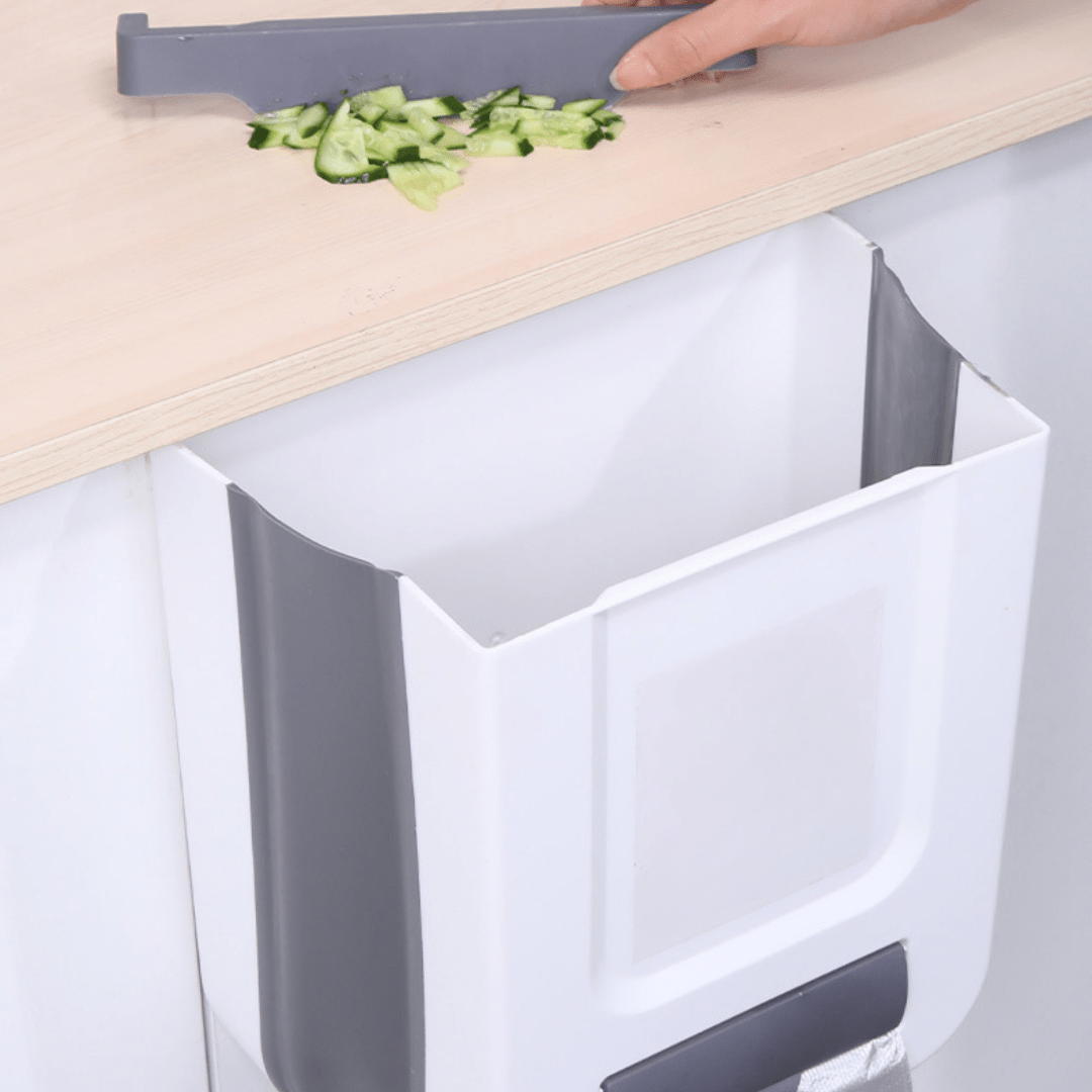 Hanging Folding Mini Trash Can for Kitchen Cabinet Door