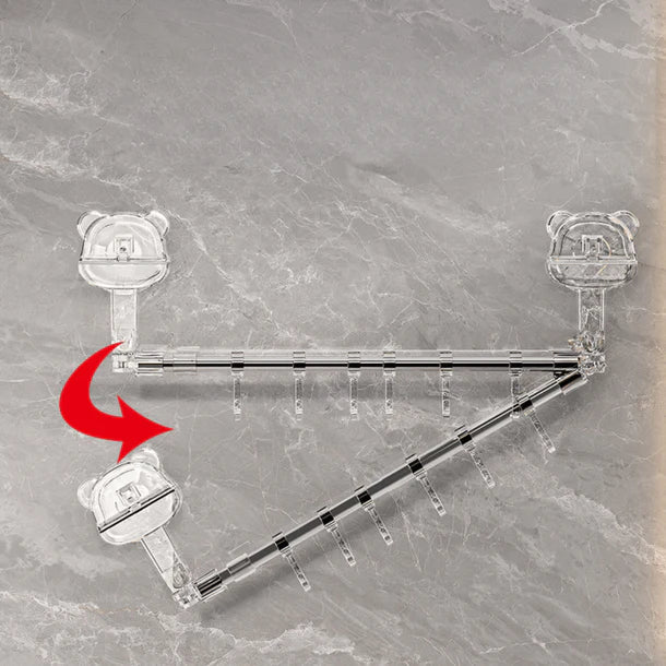 Multi-Functional Drill Free Retractable Storage Rack with 6 Hooks
