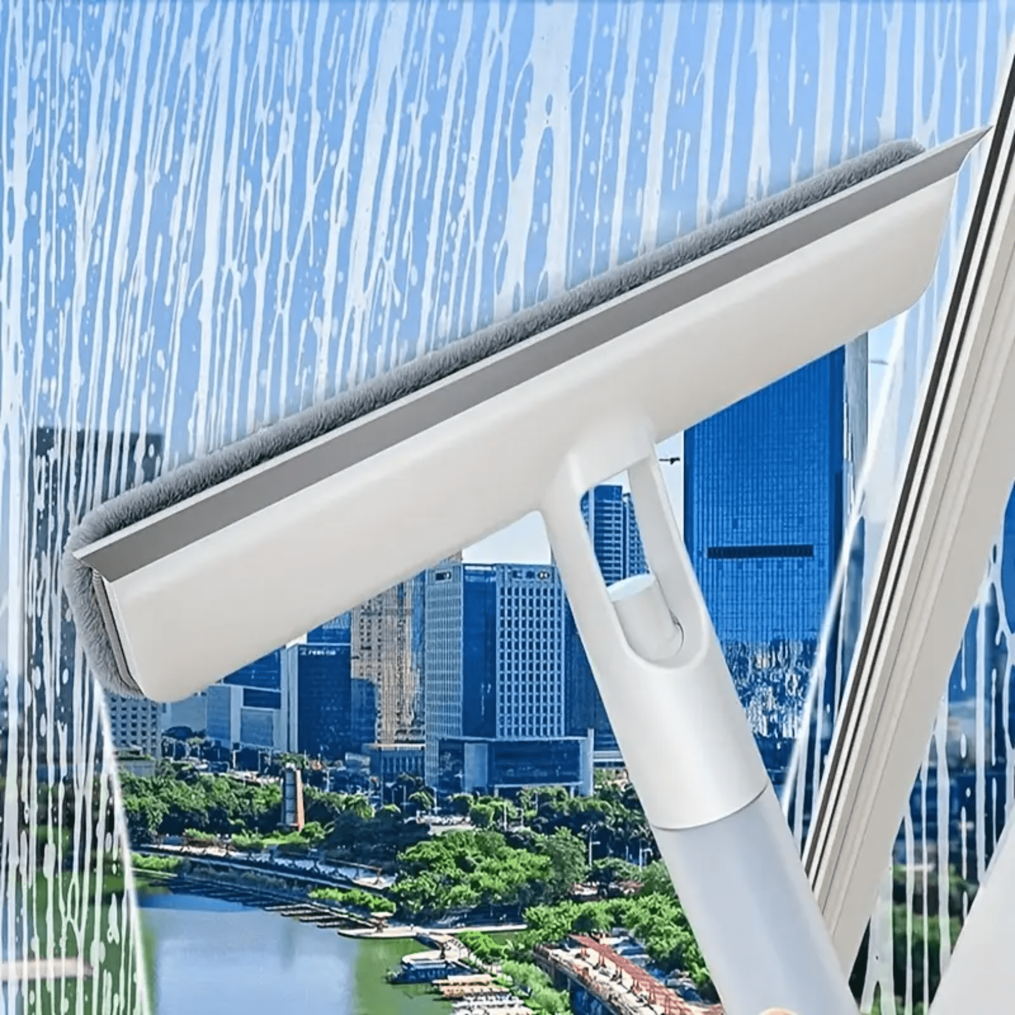 Multi-Purpose Window Cleaning Wiper with Spray & Scraper