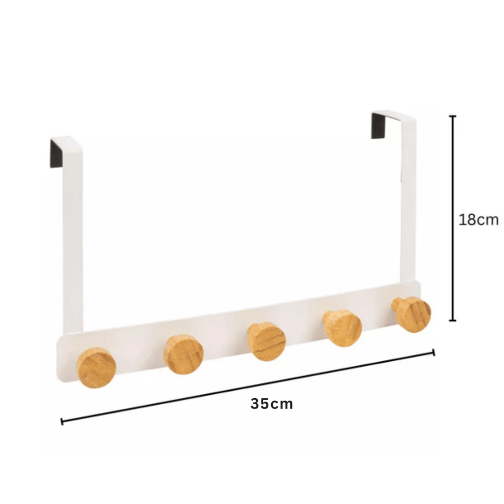 Over-the-Door Metal Hanger Rack with Bamboo Hooks