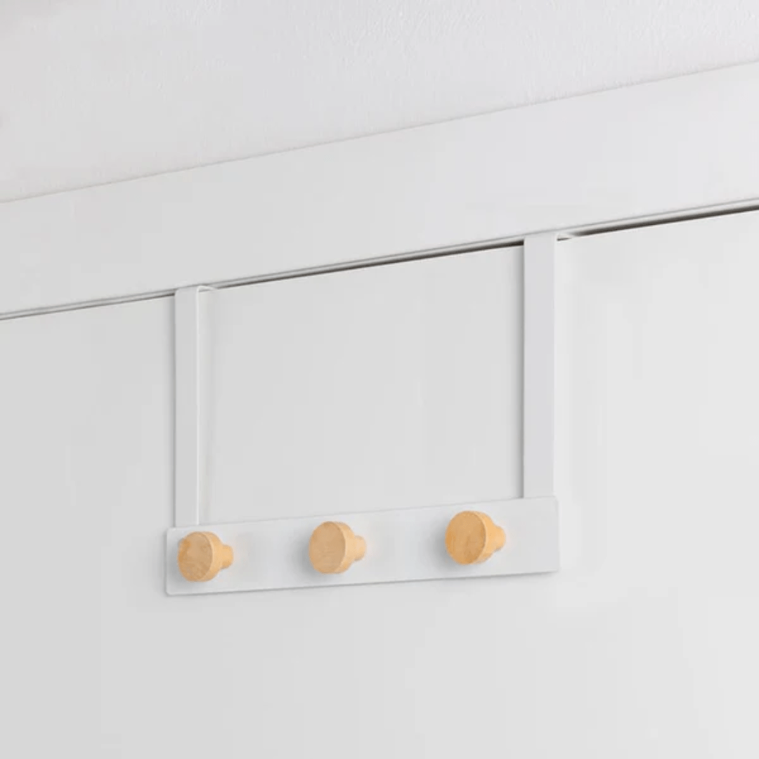 Over-the-Door Metal Hanger Rack with Bamboo Hooks