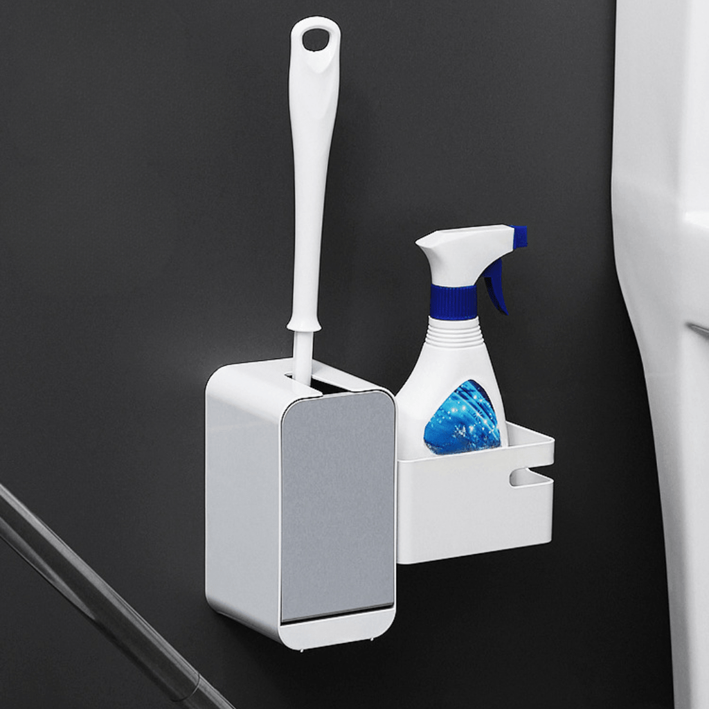 Punch-Free Wall-Mounted Toilet Brush and Storage Set