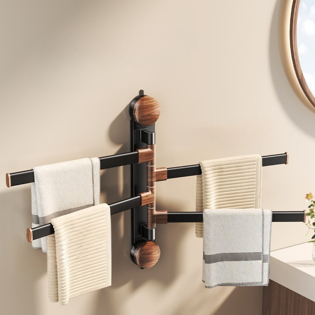 Rotating Pole Wall-Mounted Suction Cup Towel Holder