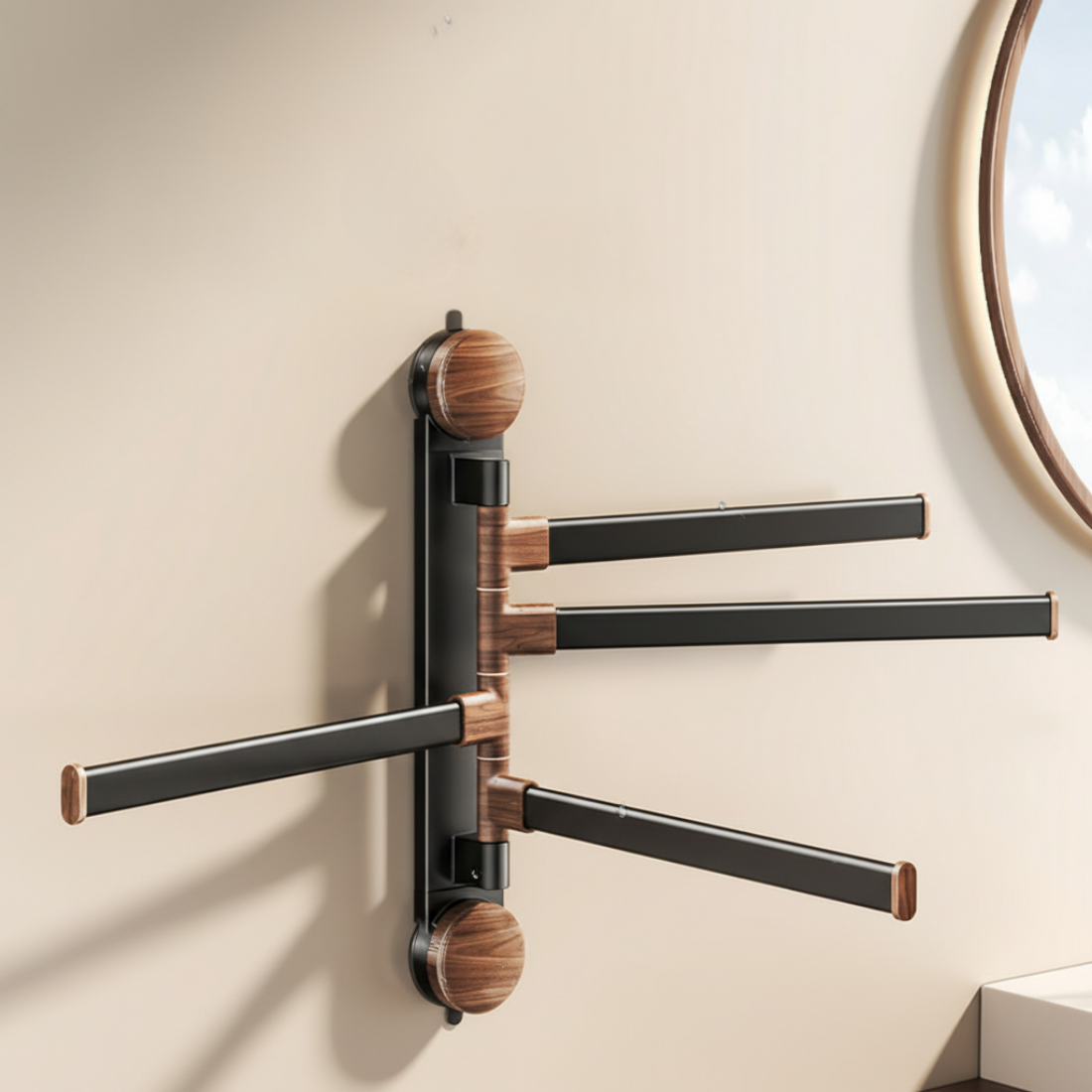 Rotating Pole Wall-Mounted Suction Cup Towel Holder