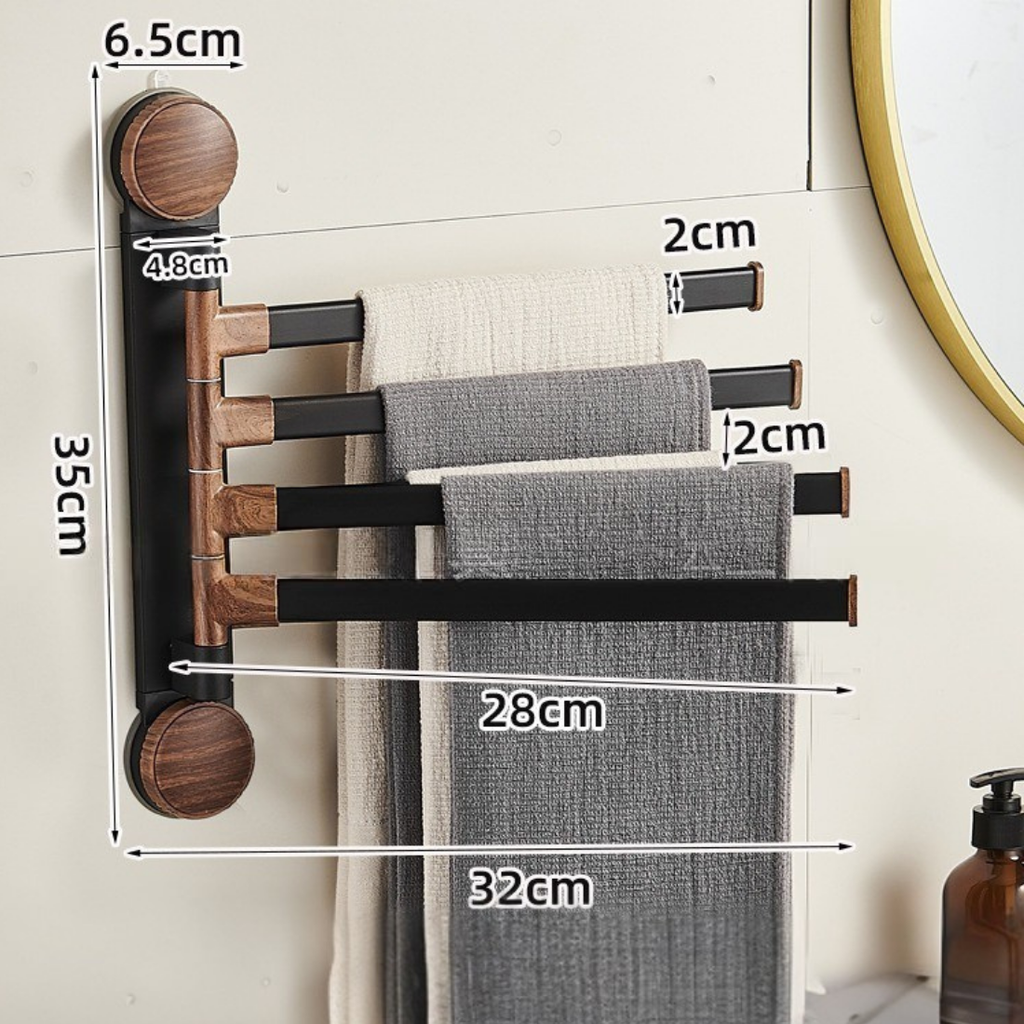 Rotating Pole Wall-Mounted Suction Cup Towel Holder