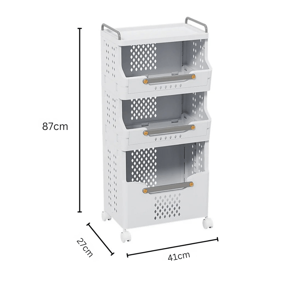 Multipurpose Multi-Layer Foldable Rolling Laundry and Storage Basket