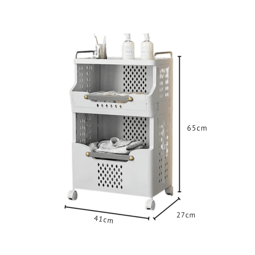 Multipurpose Multi-Layer Foldable Rolling Laundry and Storage Basket