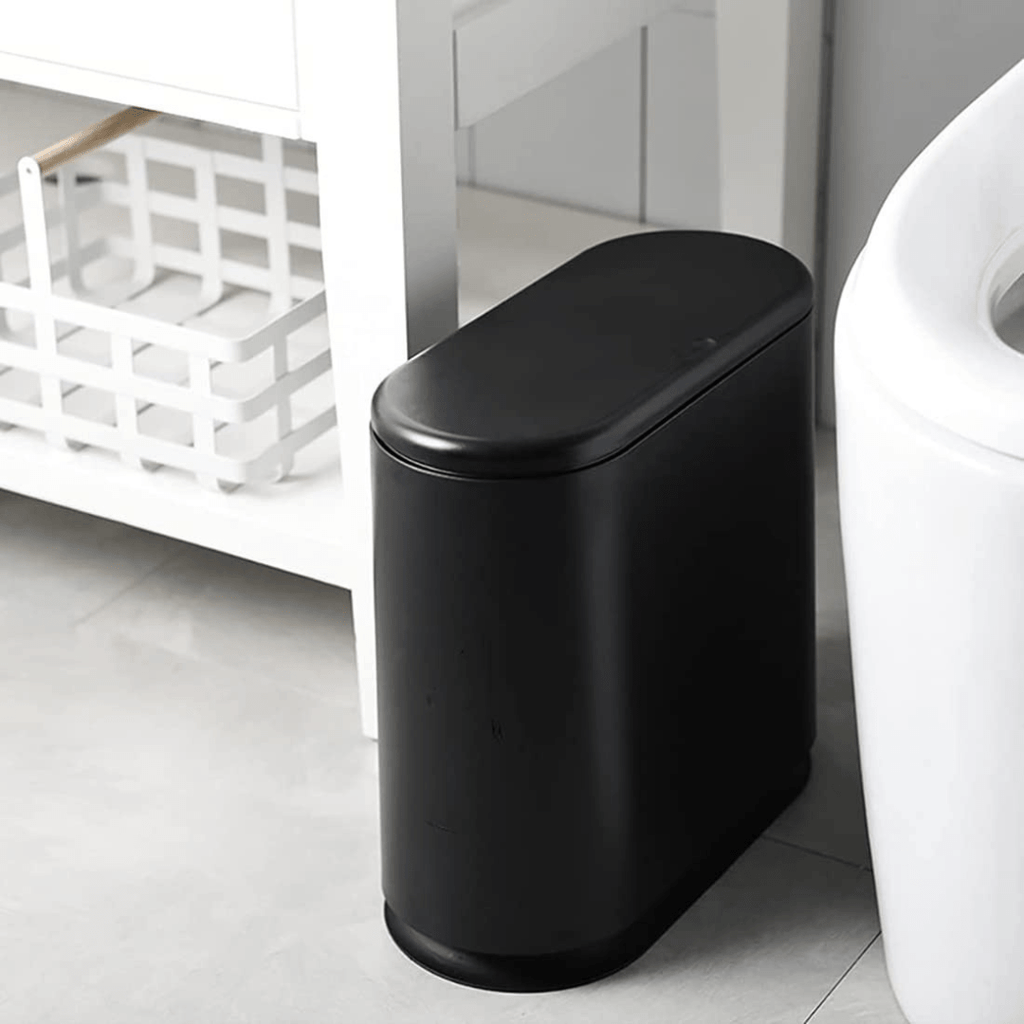 Push-Type Slim Plastic Trash Can with Press Lid (10L)