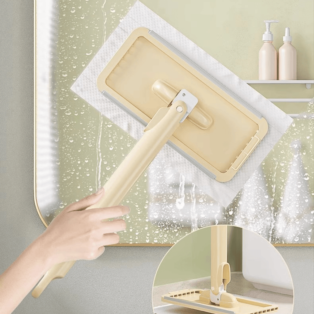 Multi-Functional Hands-Free Flat Mop with Disposable Towel Clip
