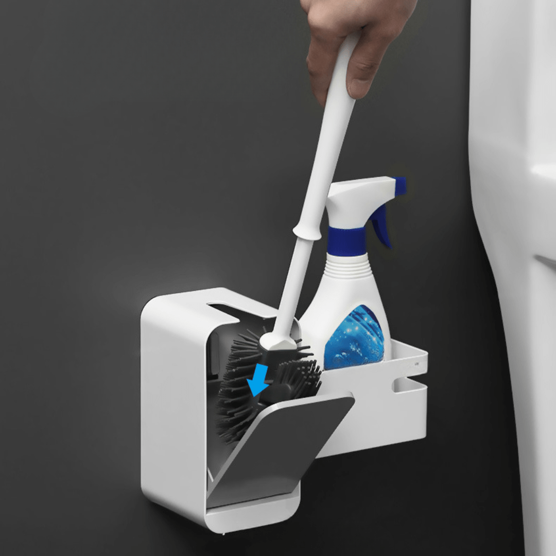 Punch-Free Wall-Mounted Toilet Brush and Storage Set