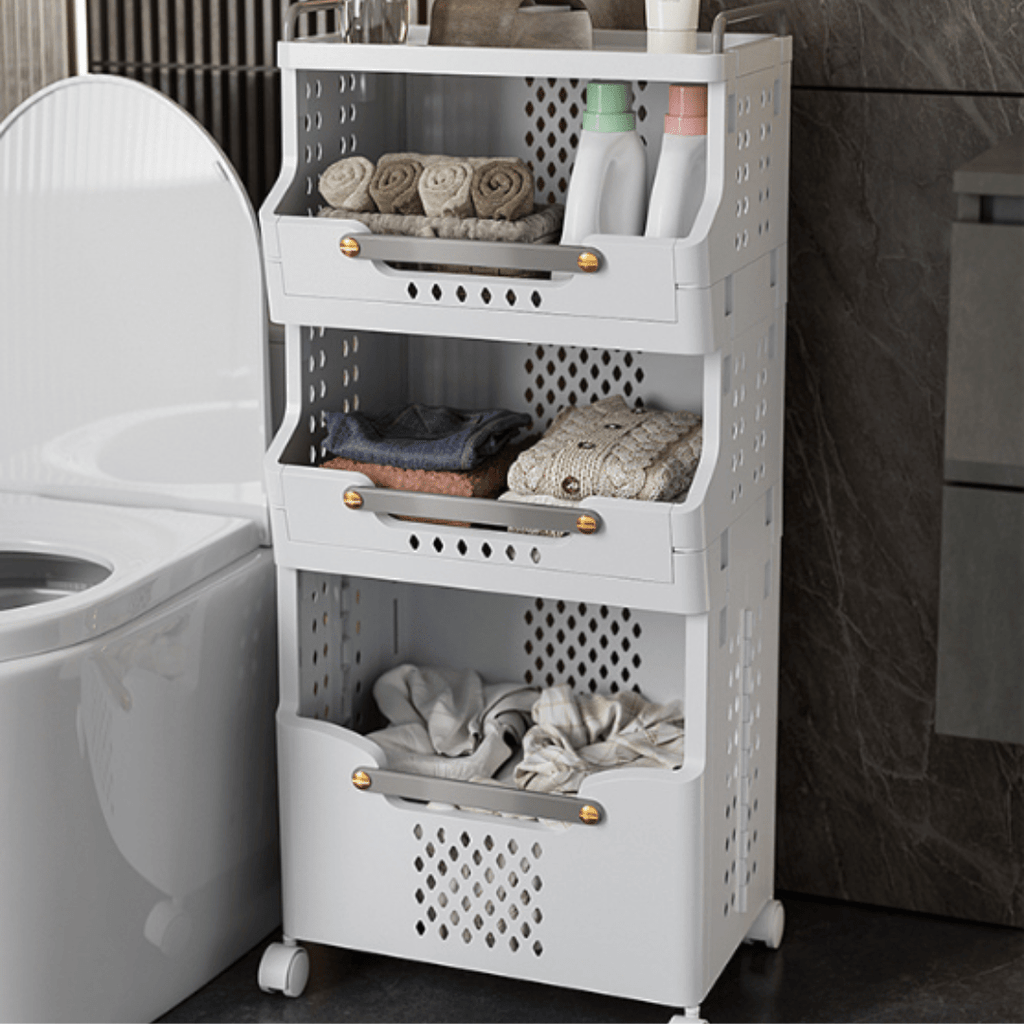 Multipurpose Multi-Layer Foldable Rolling Laundry and Storage Basket