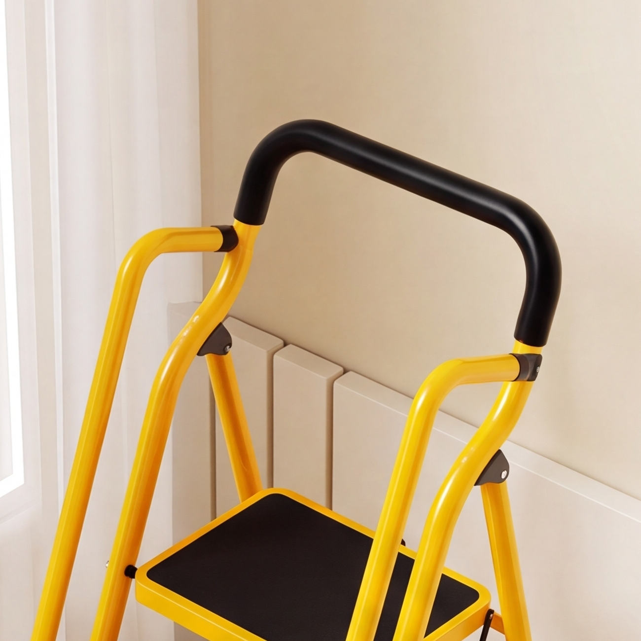Multi-Step Carbon Steel Folding Ladder with Handrail