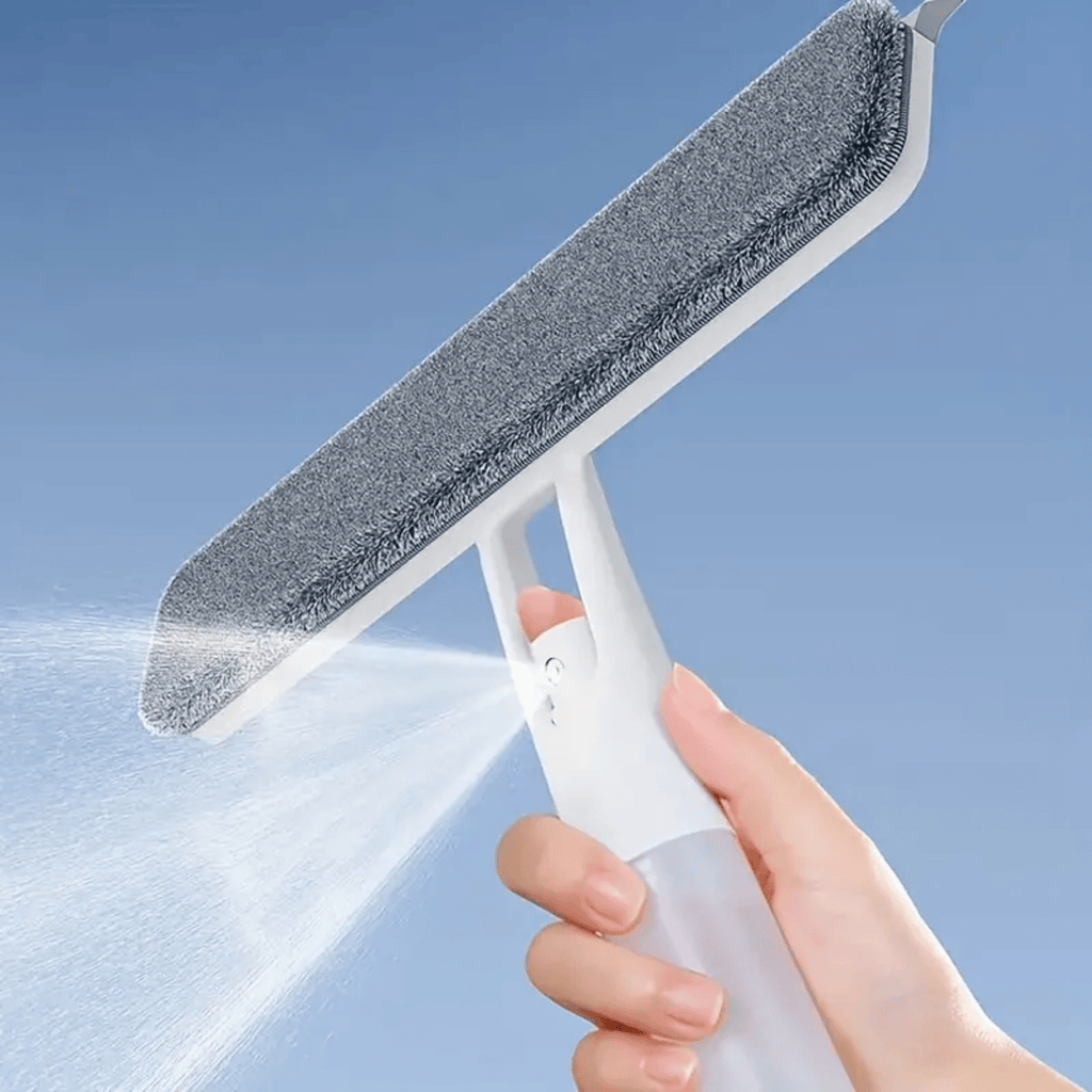 Multi-Purpose Window Cleaning Wiper with Spray & Scraper