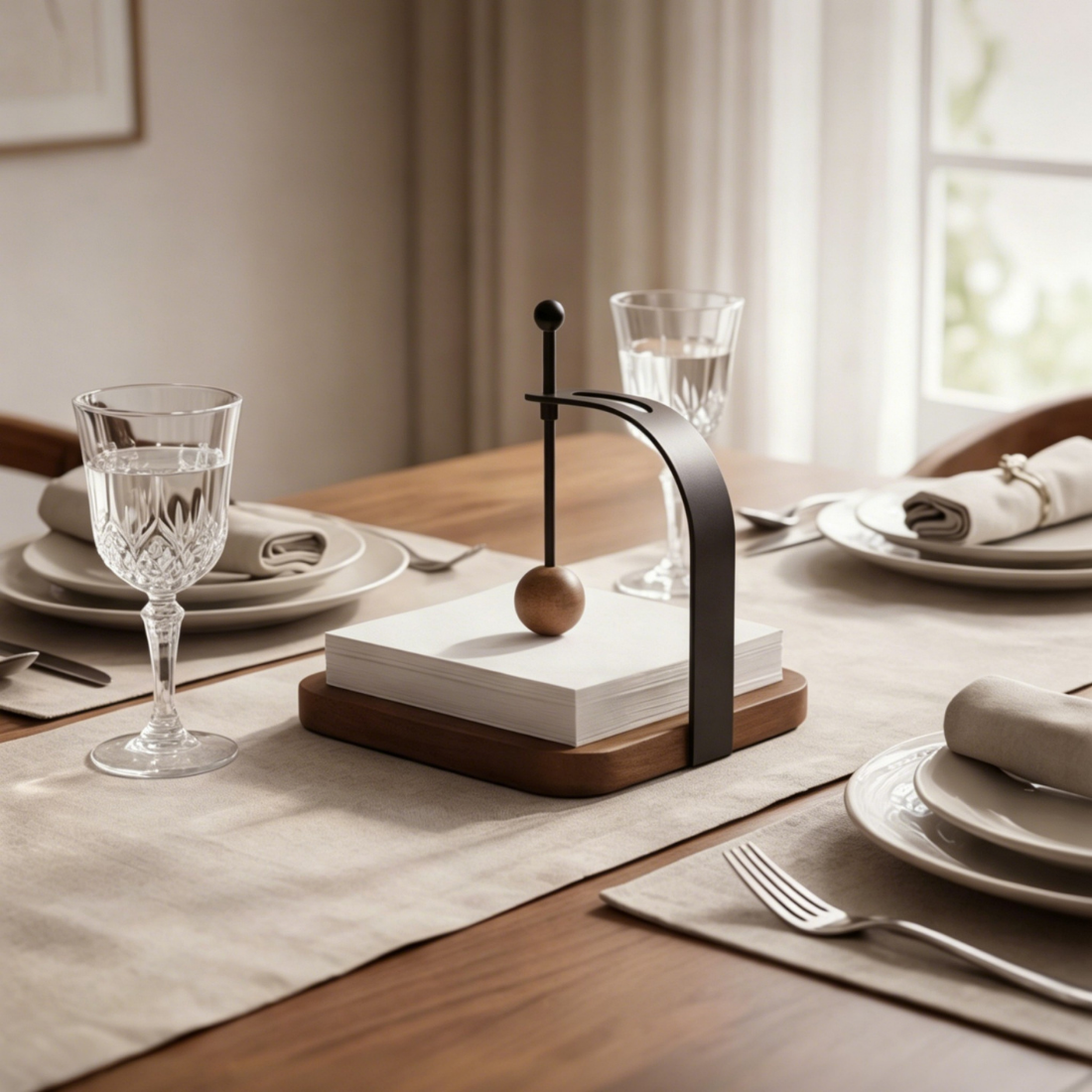 Modern Wooden Tissue Holder for Dining and Kitchen