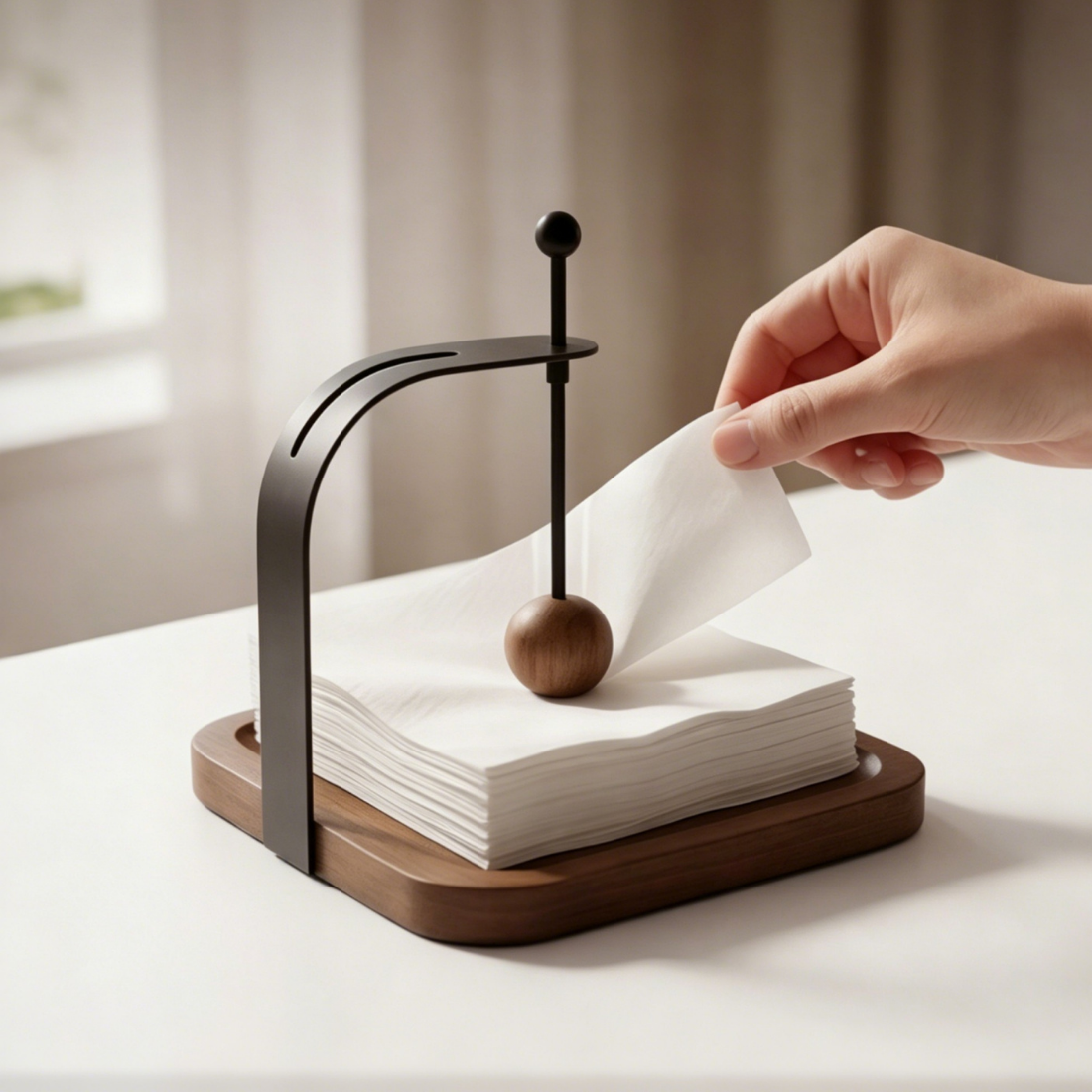 Modern Wooden Tissue Holder for Dining and Kitchen