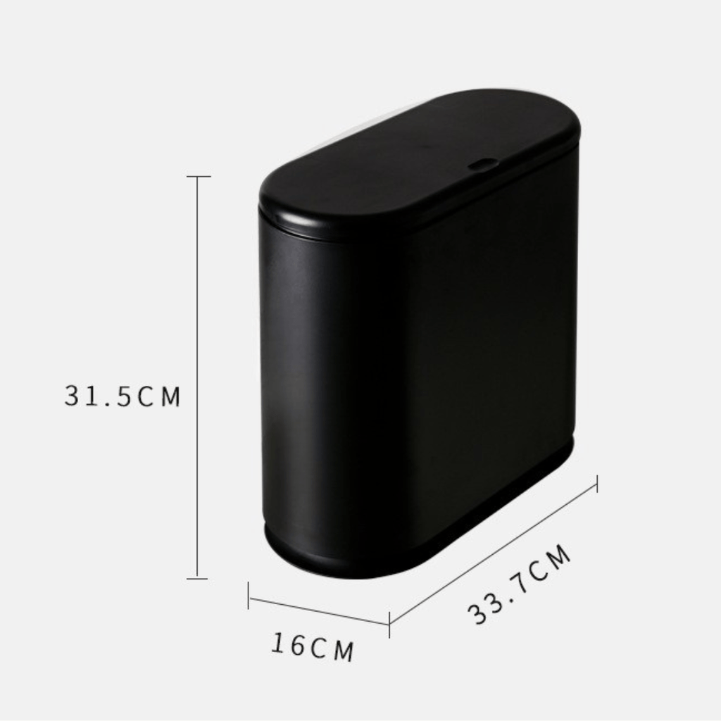 Push-Type Slim Plastic Trash Can with Press Lid (10L)
