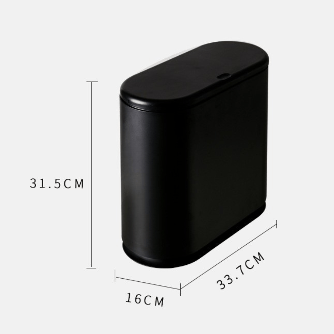 Push-Type Slim Plastic Trash Can with Press Lid (10L)