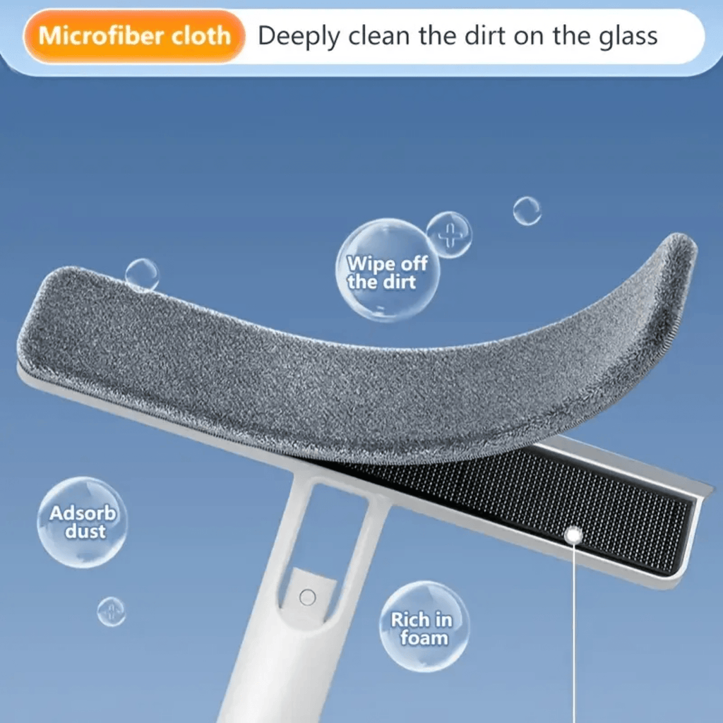 Multi-Purpose Window Cleaning Wiper with Spray & Scraper