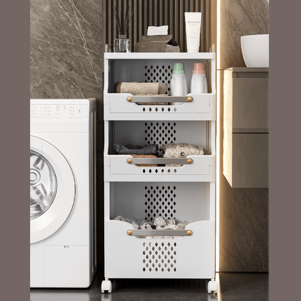 Multipurpose Multi-Layer Foldable Rolling Laundry and Storage Basket