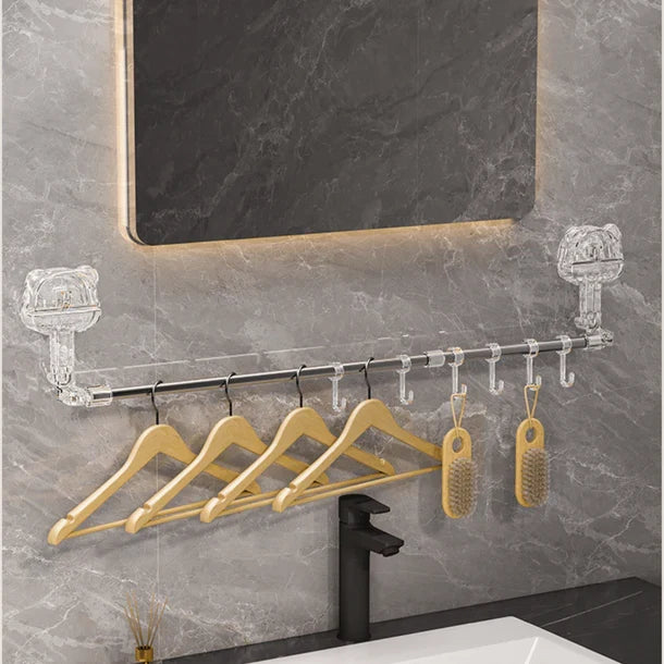 Multi-Functional Drill Free Retractable Storage Rack with 6 Hooks