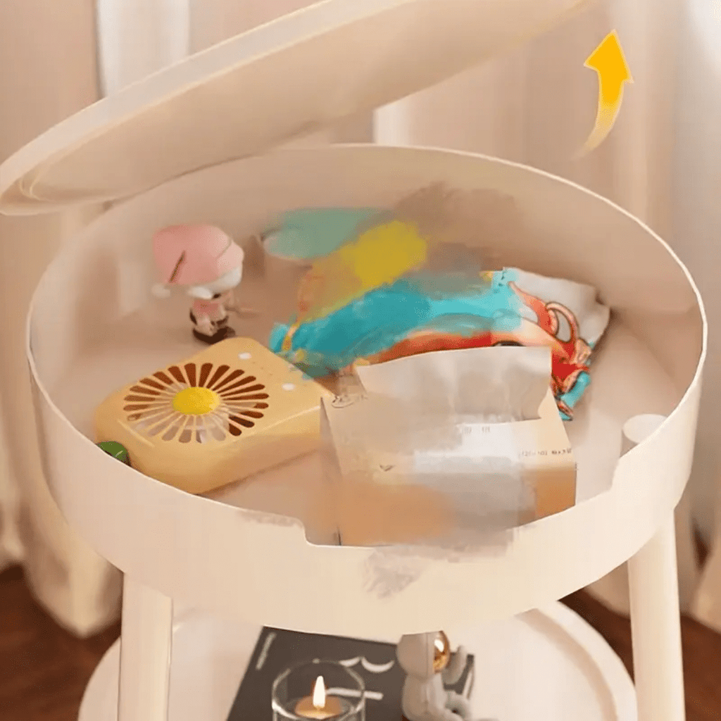 Multi-Purpose Round 2-Tier Side Table with Storage Shelf(35cm)