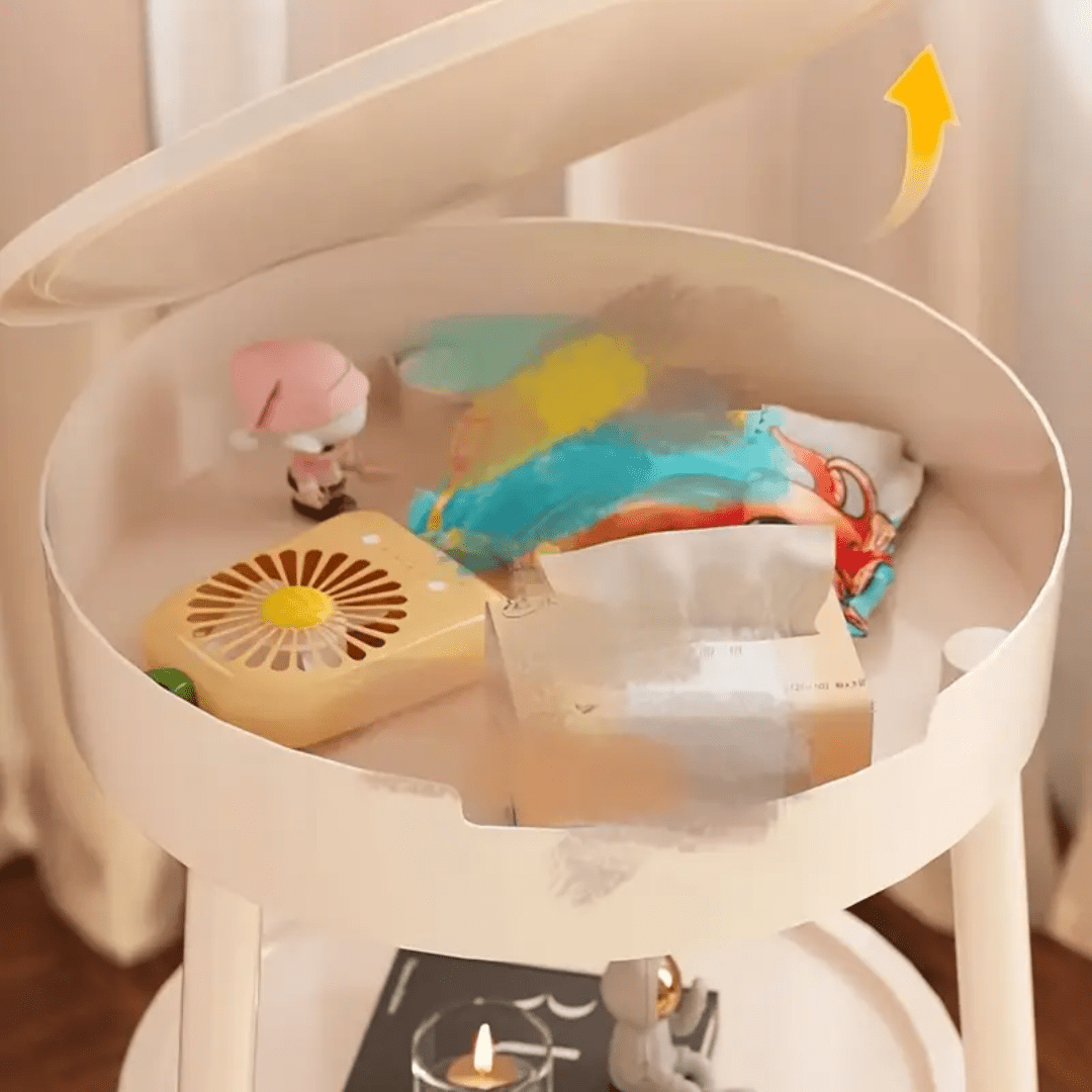 Multi-Purpose Round 2-Tier Side Table with Storage Shelf(35cm)