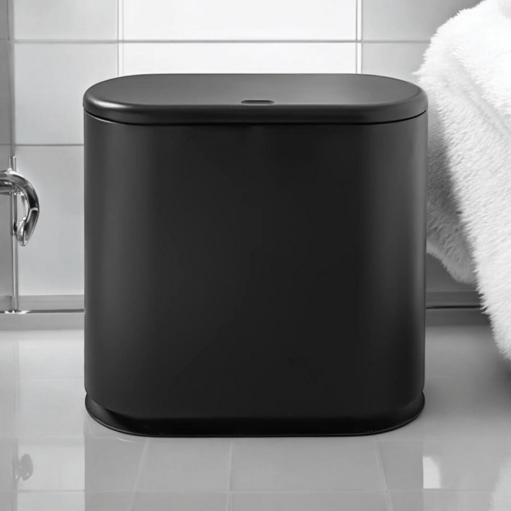 Push-Type Slim Plastic Trash Can with Press Lid (10L)