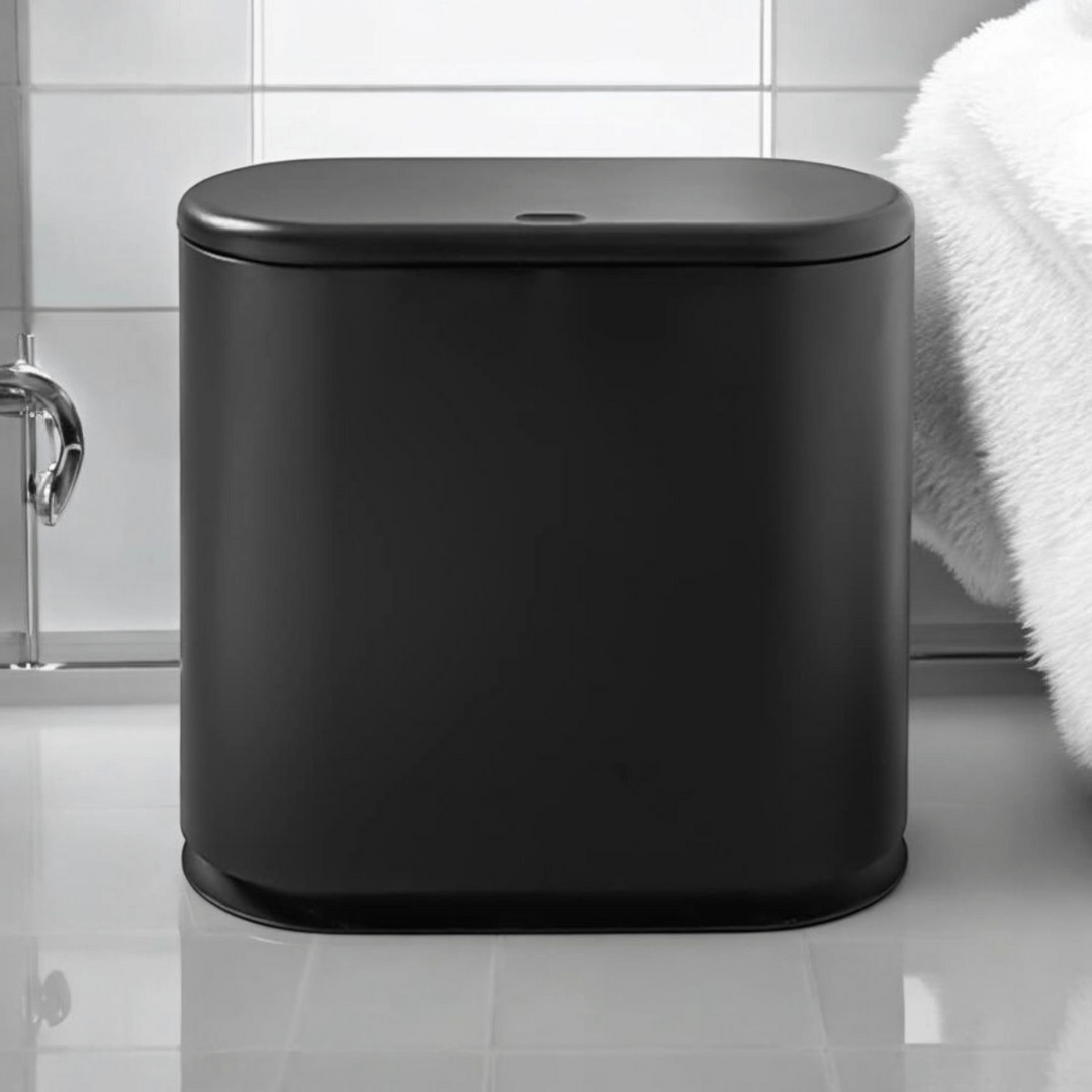 Push-Type Slim Plastic Trash Can with Press Lid (10L)