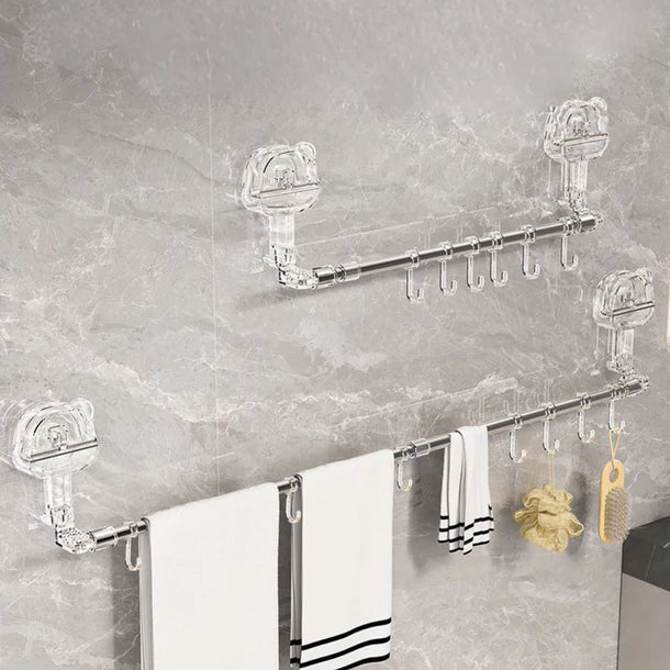 Multi-Functional Drill Free Retractable Storage Rack with 6 Hooks
