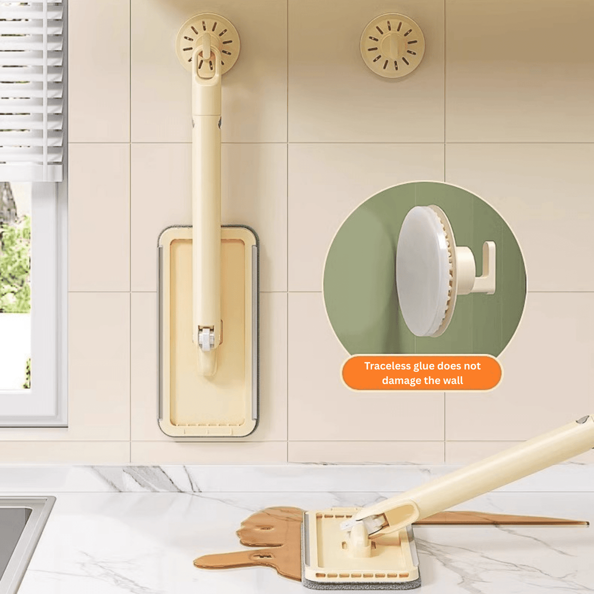 Multi-Functional Hands-Free Flat Mop with Disposable Towel Clip