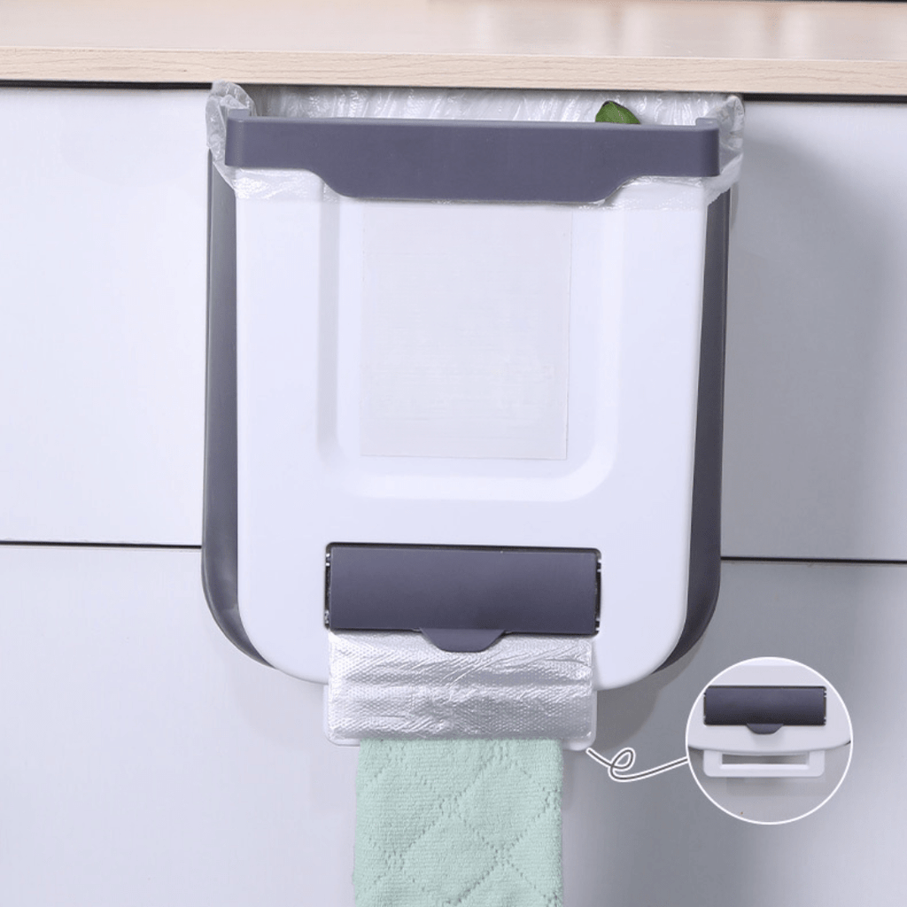 Hanging Folding Mini Trash Can for Kitchen Cabinet Door