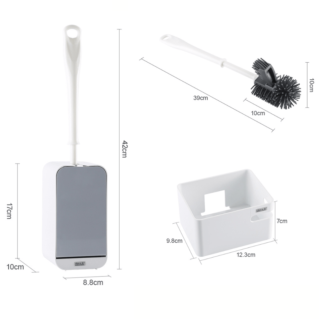 Punch-Free Wall-Mounted Toilet Brush and Storage Set