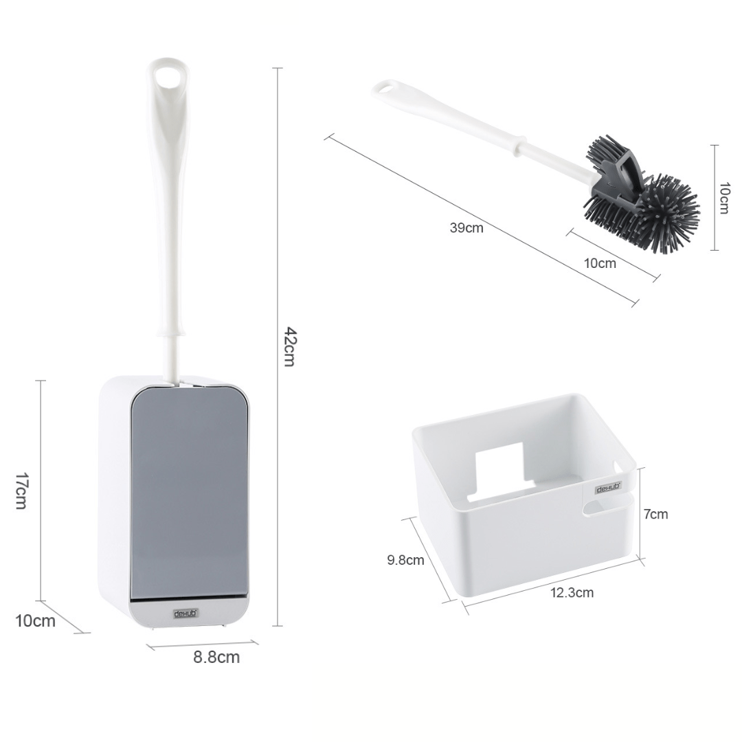 Punch-Free Wall-Mounted Toilet Brush and Storage Set