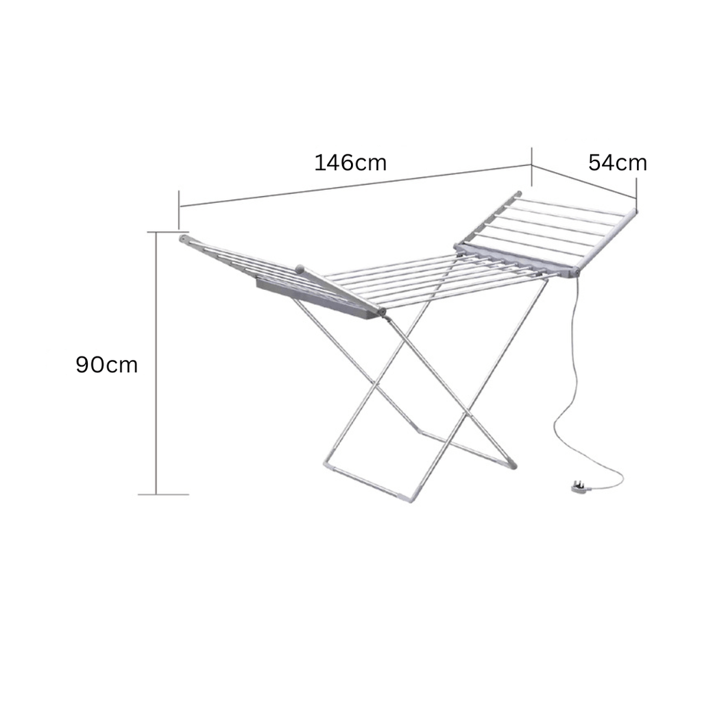 Foldable Electric Heated Aluminum Drying Rack with Wing Design
