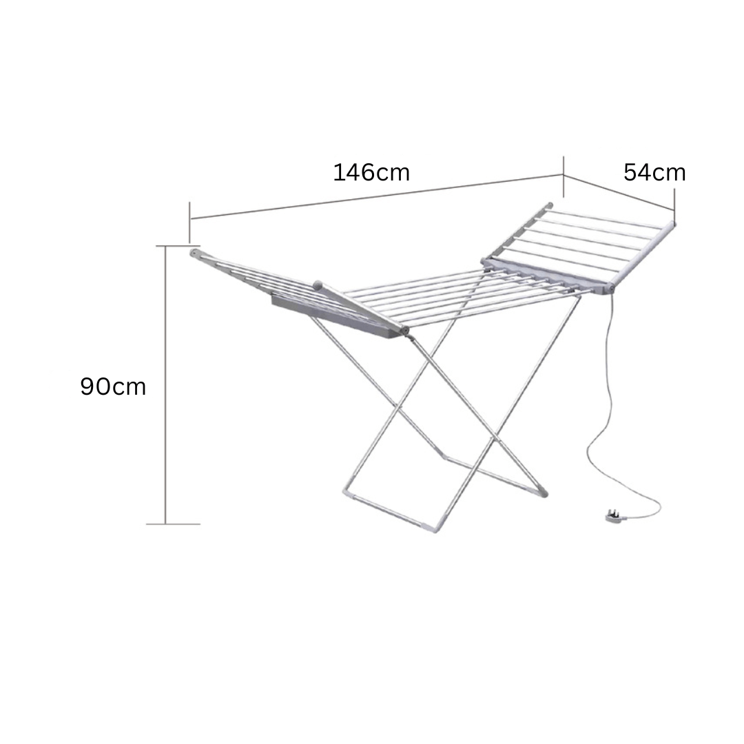Foldable Electric Heated Aluminum Drying Rack with Wing Design