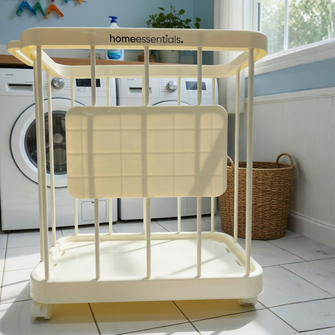 Multi-Purpose Household Plastic Storage Basket for Laundry with Wheels