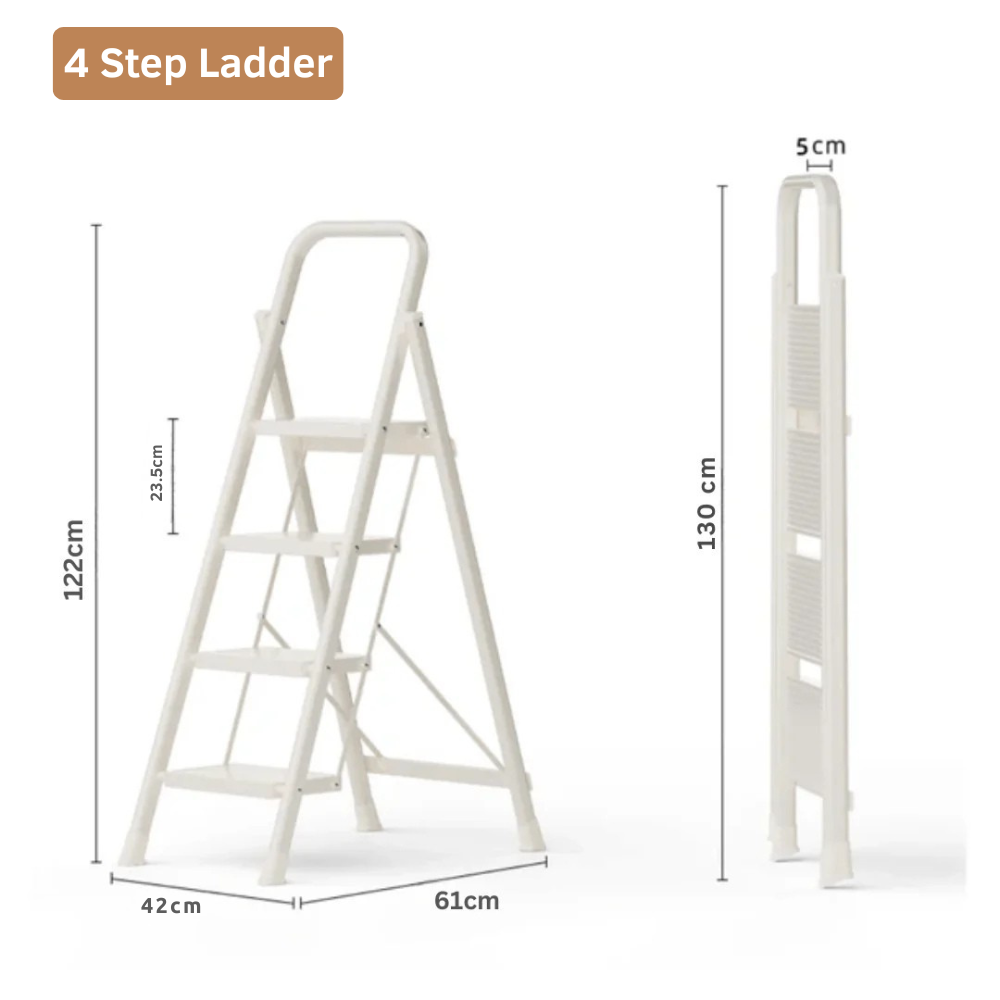 Multifunctional Carbon Steel Folding Ladder with Wide Non-Slip Pedals
